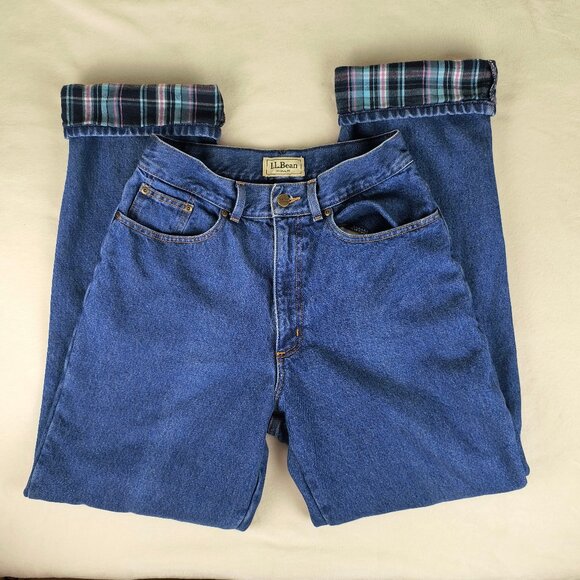 Vintage 90s L.L. Bean Flannel Lined Jeans Original Fit Tall - Picture 1 of 5